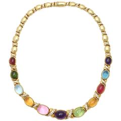 2003 Carati Jewelers Elegant Multi-Colored Stone Diamond Gold Necklace