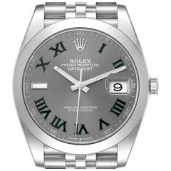 Rolex Datejust 41 Grey Green Wimbledon Dial Steel Mens Watch 126300 Unworn