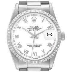 Rolex Datejust White Roman Dial Steel Vintage Mens Watch 16030
