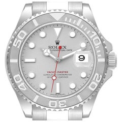 Rolex Yachtmaster Steel Platinum Dial Platinum Bezel Mens Watch 16622 Box Card