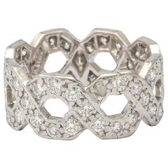 1980s Tiffany & Co. Diamond Platinum Open Design Band Ring