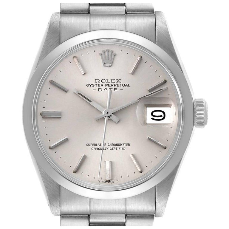 Rolex Date Stainless Steel Silver Dial Vintage Mens Watch 1500 at 1stDibs |  old rolex watches, used rolex watches, vintage rolex for sale