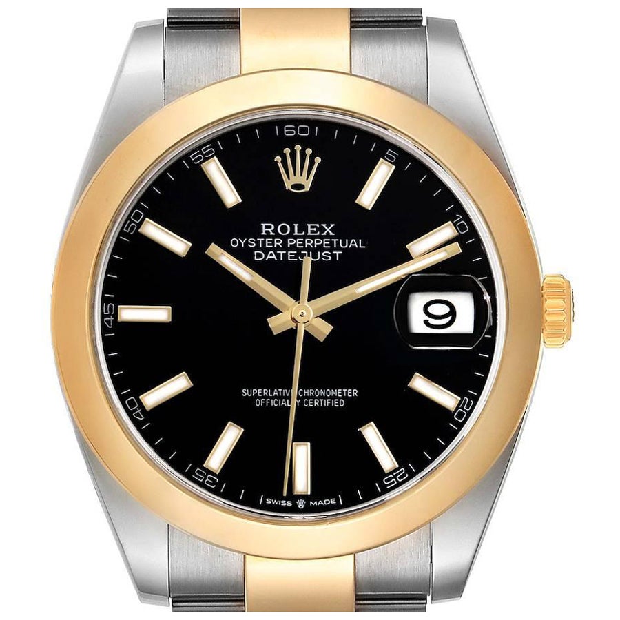 Rolex Datejust 41 Steel Yellow Gold Black Dial Mens Watch 126303 Box Card For Sale
