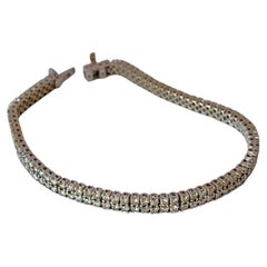 Bracelet tennis à double rangée de diamants blancs de 5 carats en or 18 carats, fabriqué à la main