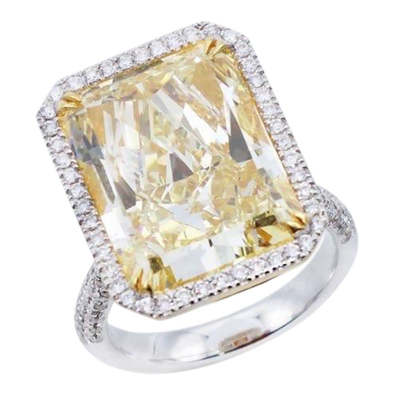 Emilio Jewelry Gia Certified 15.00 Carat Yellow Diamond Ring