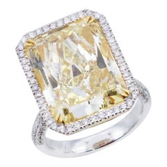 Emilio Jewelry Gia Certified 15.00 Carat Yellow Diamond Ring