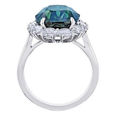 9.68 Carat Oval Green Sapphire and Diamond Platinum Ring