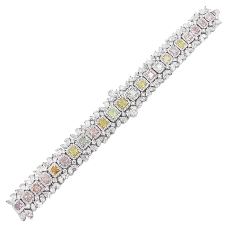 Emilio Jewelry Gia Certified 30.50 Carat Natural Fancy Color Diamond Bracelet