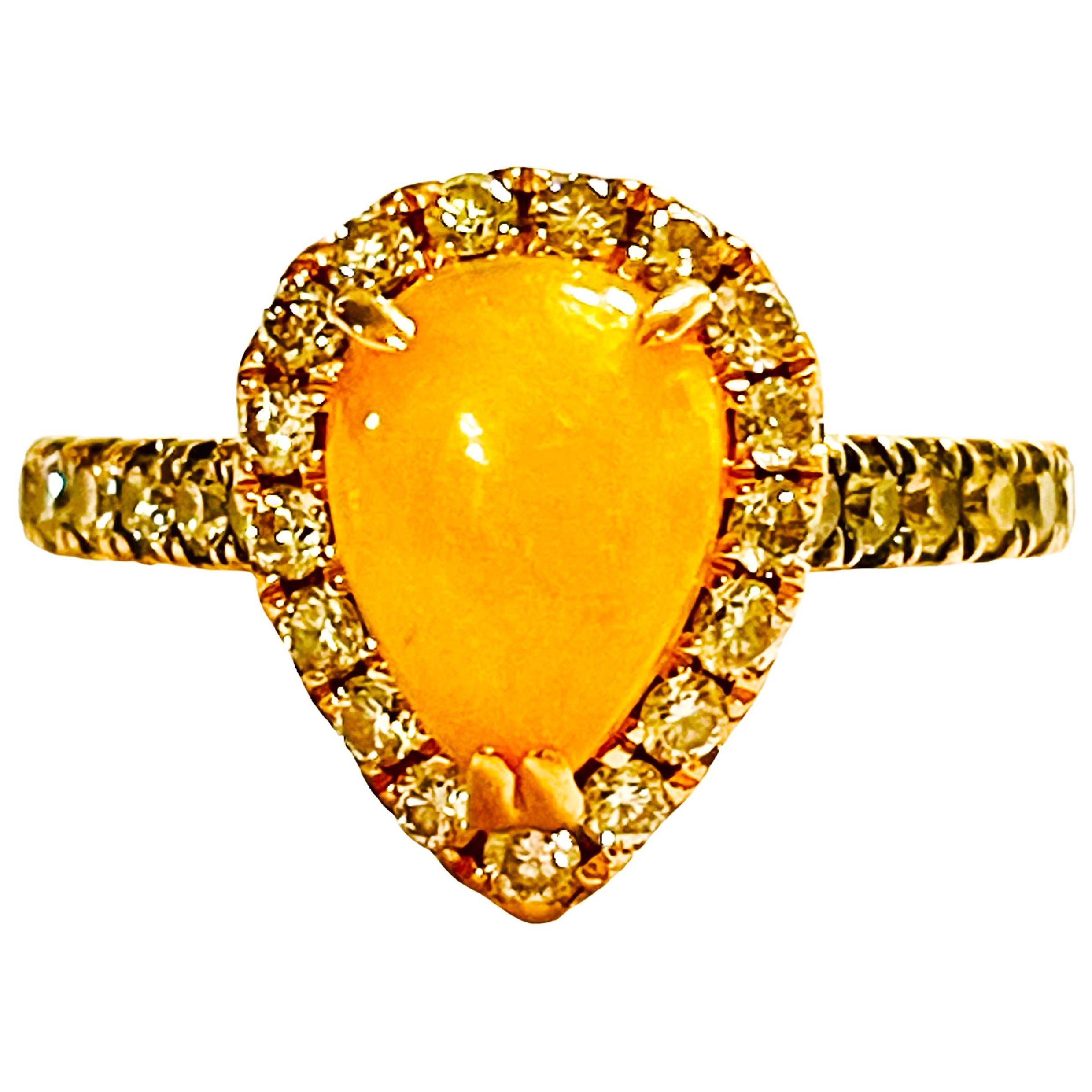 14k Rose Gold Ethiopian Opal & Chocolate Diamond Levian Ring W Appraisal For Sale