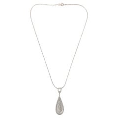 18 Carat White Gold Diamond Drop Pendant and Box Link Necklace