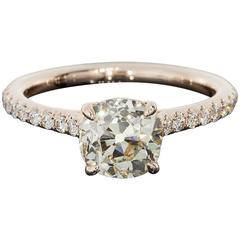 1.62 Carat Cushion Diamond GIA Certified Rose Gold Engagement Ring