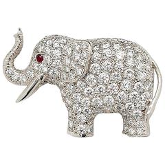 E. Wolfe & Co. White Gold And Diamond Elephant Brooch 4