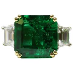 Emerald Diamond Platinum Ring 