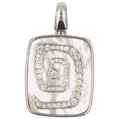 Bulgari Mother of Pearl Diamond White Gold Pendant Enhancer