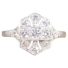 Quality Art Deco Replica Diamond Plaque Ring in 18 Carat White Gold