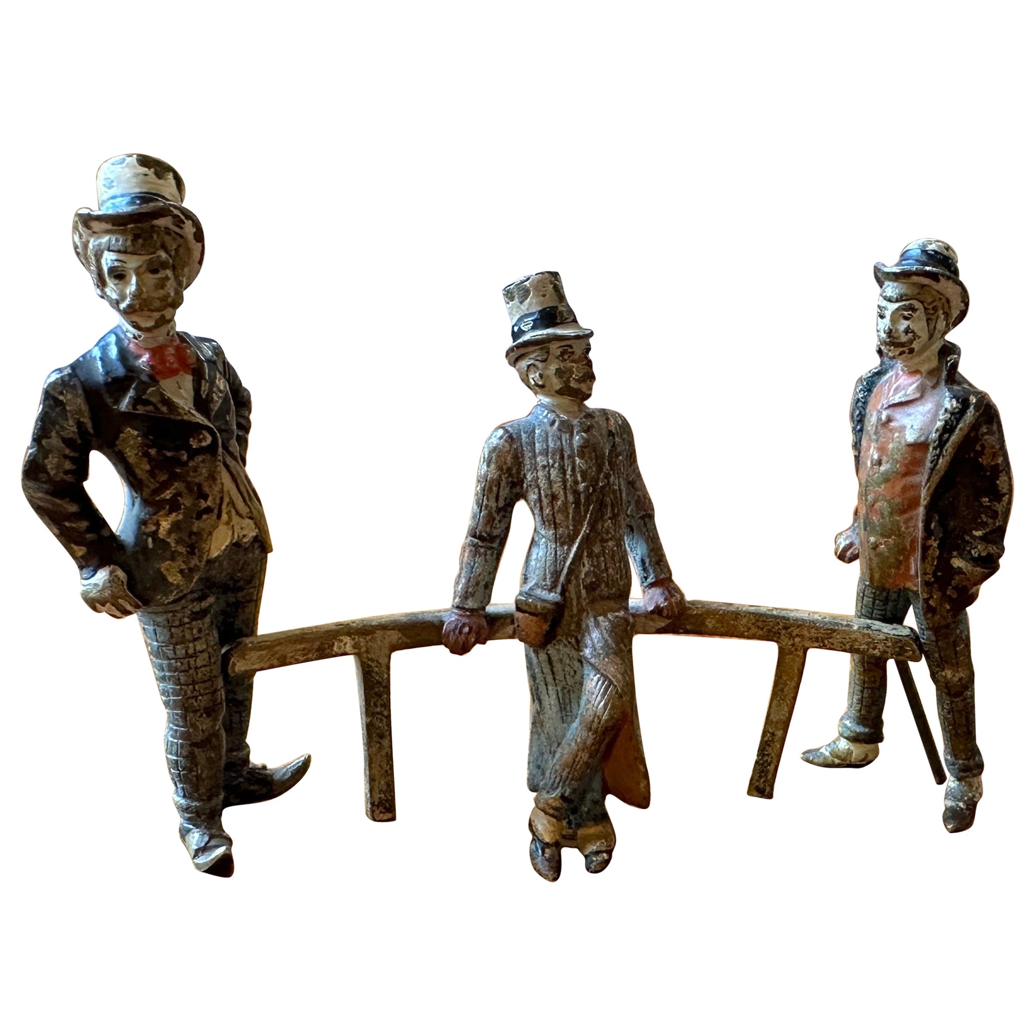 3 Victorian Gentlemen Gay Men Interest Austrian Vienna Bronze Sculpture 1900