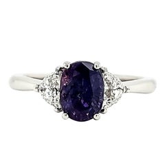 Bague en saphir GRS "Violet à pourpre" 1,52 carats sans changement de couleur dû à la chaleur