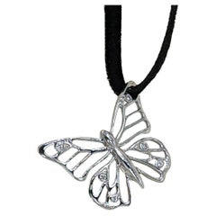 Platinum Monarch Butterfly and GIA Diamonds Pendant Necklace