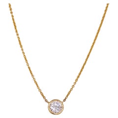 Diamond Solitaire 1/2 Carat Necklace .50 Carats in 14K Yellow Gold Stackable  LV