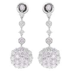 3,99 Karat Diamant-Ohrhänger aus 10 Karat Weißgold, handgefertigter feiner Schmuck
