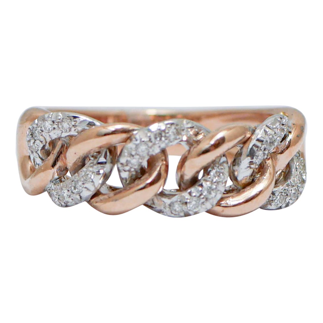 Diamonds, 18 Karat Rose and White Gold Ring For Sale