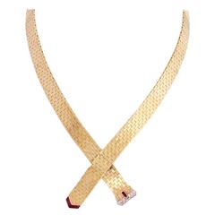Ruby Diamond Gold Buckle Necklace