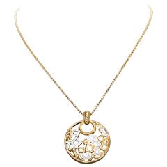David Yurman Diamond Gold Quatrefoil Large Pendant Necklace