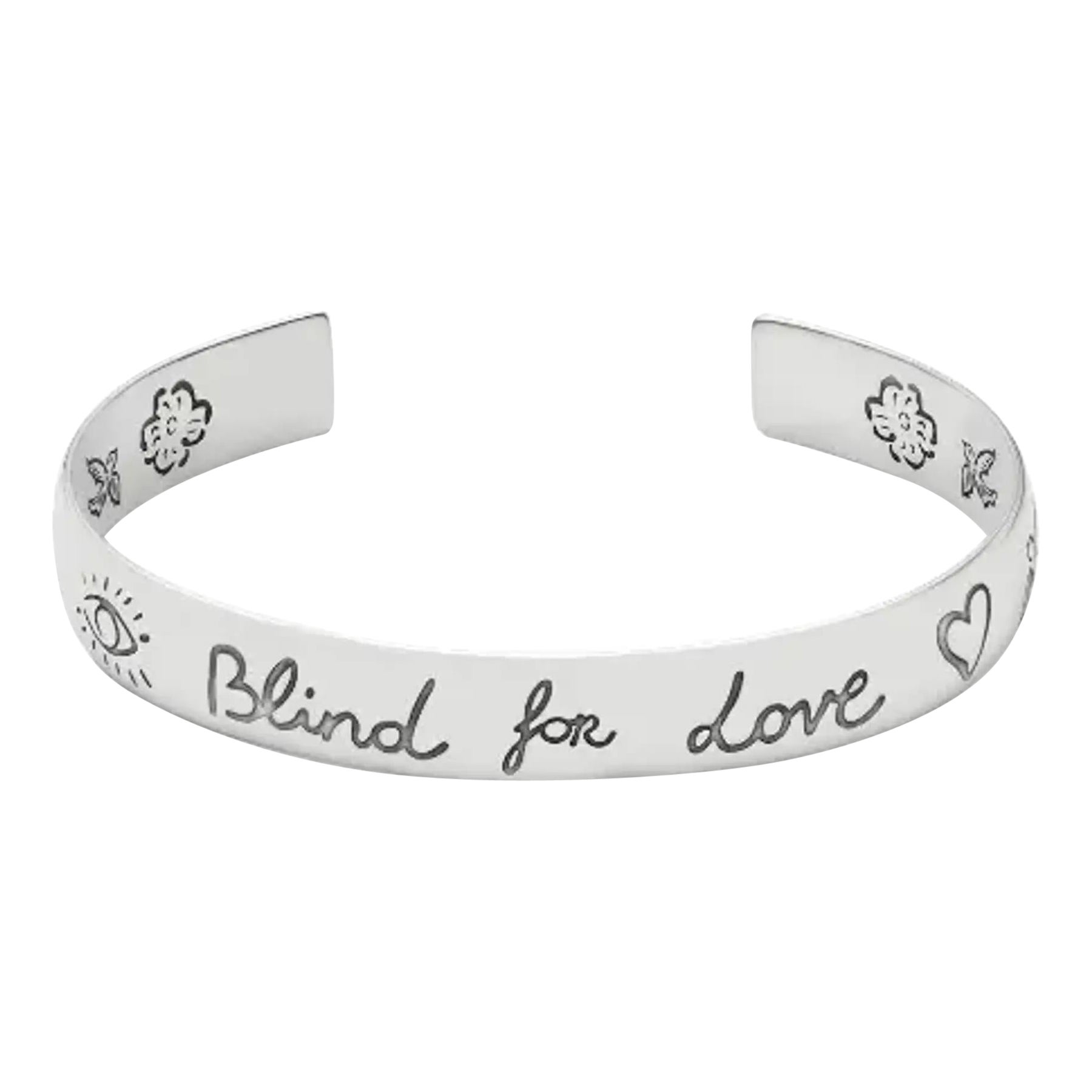 Gucci Blind For Love Bracelet manchette en argent sterling 925, taille 17