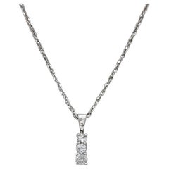 Three Stone Round Diamond Pendant Necklace in 14k White Gold