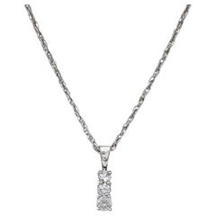 Three Stone Round Diamond Pendant Necklace in 14k White Gold