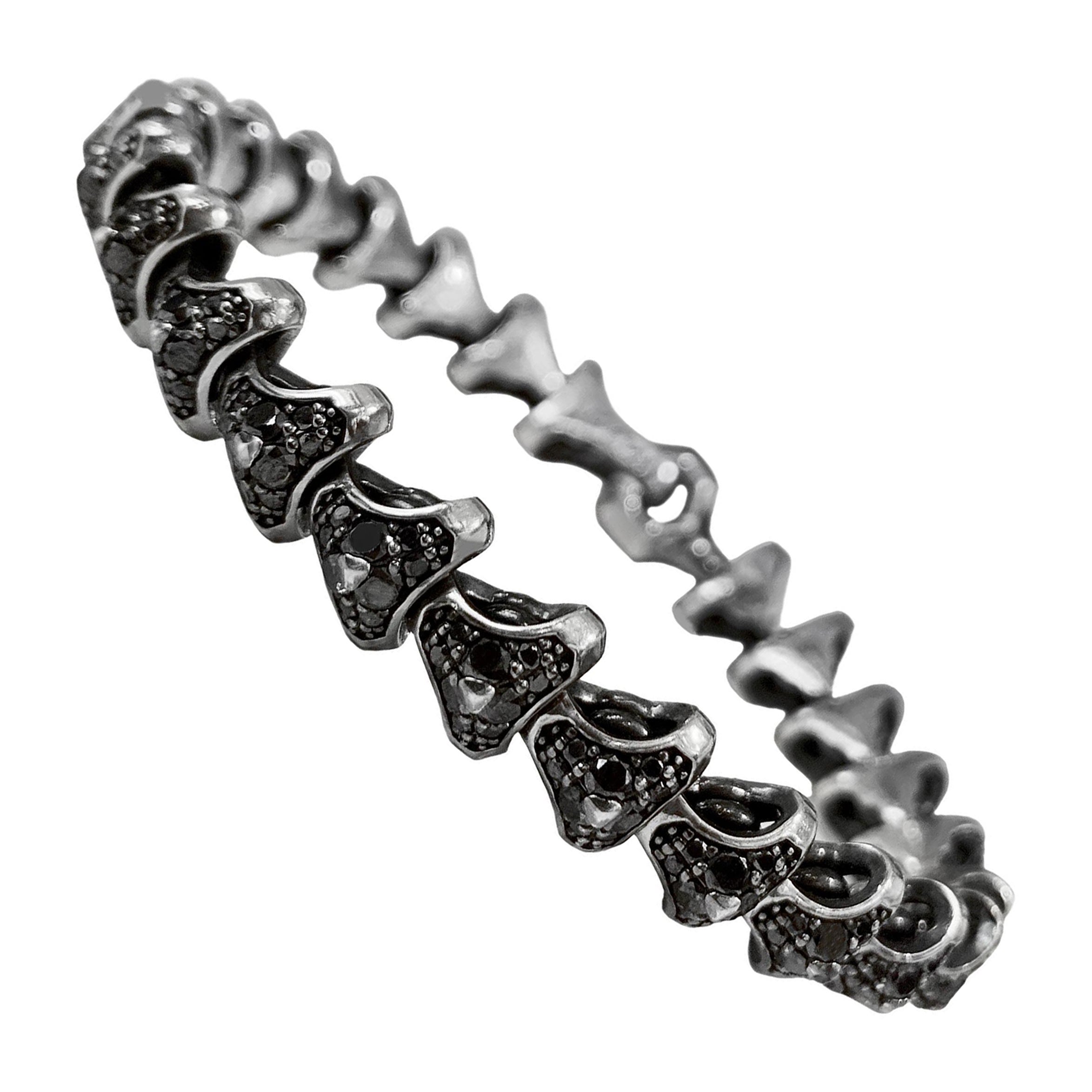 David Yurman Armory Single Row Link Bracelet with Black Diamonds For Sale