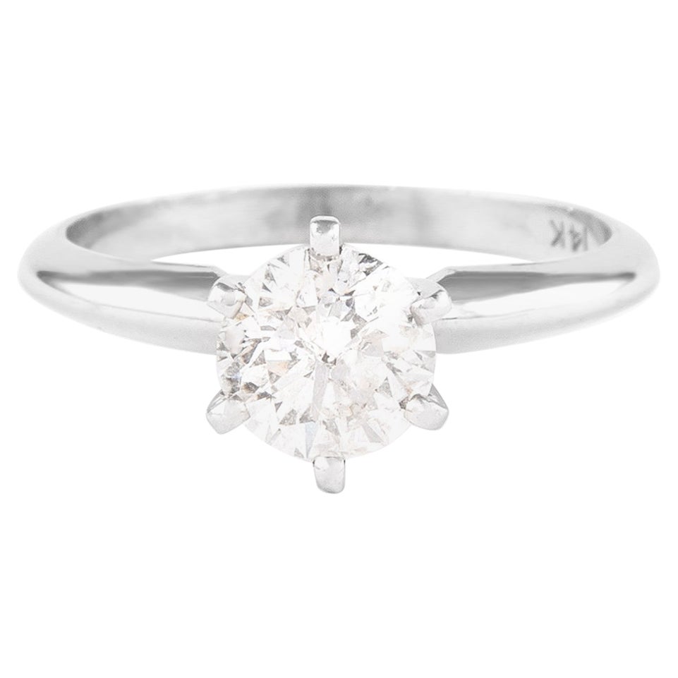 0,92 quilates Anillo de Diamante Solitario Brillante Redondo 14 Quilates Oro Blanco