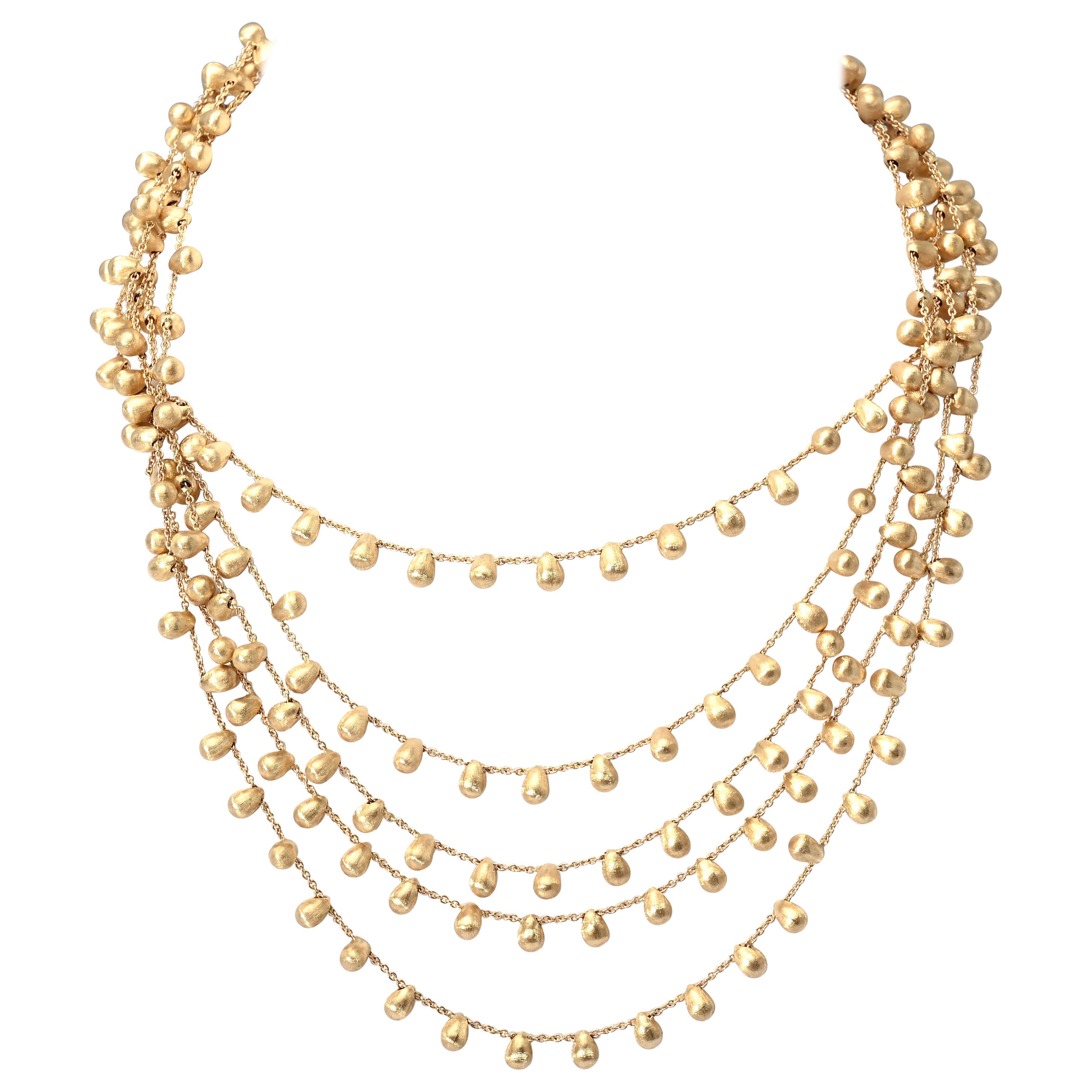 Marco Bicego Five Strand Gold Bead Necklace For Sale