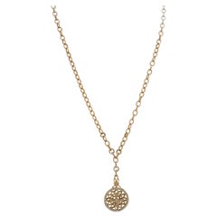 Effy 14k Gold Diamond Filigree Used Style Medallion Necklace