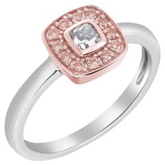 Stackable Halo Ring with Fancy Gray Cushion Accented by Argyle Pink Diamonds