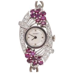 Asprey & Co. Ladies White Gold Diamond Ruby Evening Wristwatch