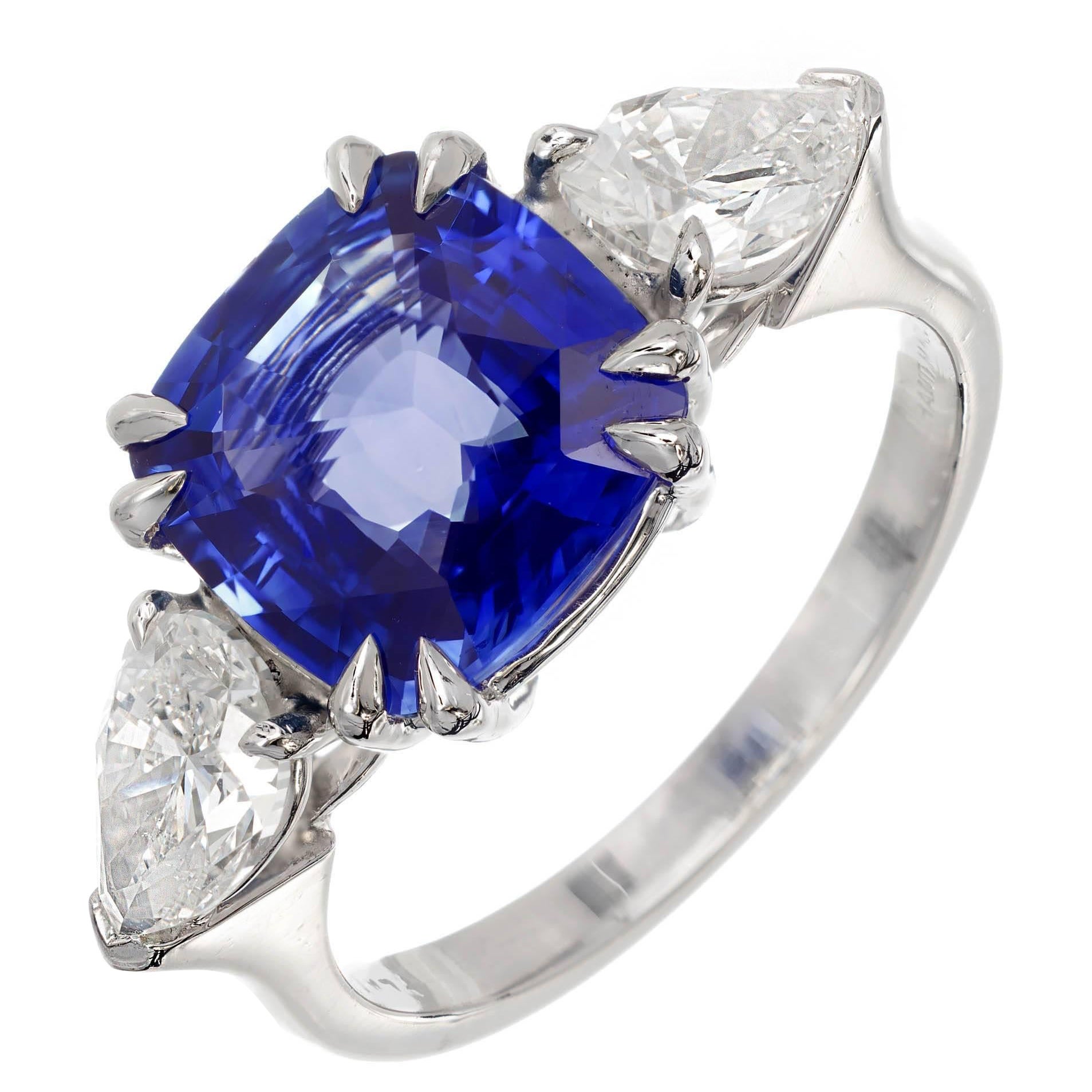 Peter Suchy 4.50 Carat Sapphire Diamond Platinum Three-Stone Engagement Ring