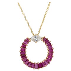 Ravishing 18k Yellow Gold Necklace W/ 1.79 Ct Ruby and Natural Diamonds Aig Cert