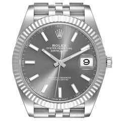 Rolex Datejust 41 Steel White Gold Slate Dial Mens Watch 126334 Box Card