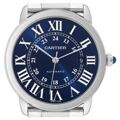 Cartier Ronde Solo XL Blue Dial Automatic Steel Mens Watch WSRN0023 Box Card