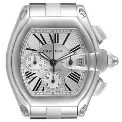 Cartier Roadster XL Chronograph Silver Dial Steel Mens Watch W62019X6