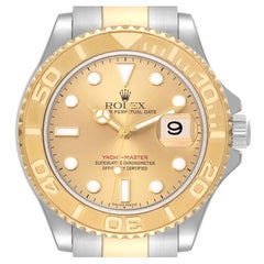Rolex Yachtmaster Steel Yellow Gold Champagne Dial Mens Watch 16623 Box Card