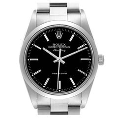 Rolex Air King Black Dial Smooth Bezel Steel Men's Watch 14000