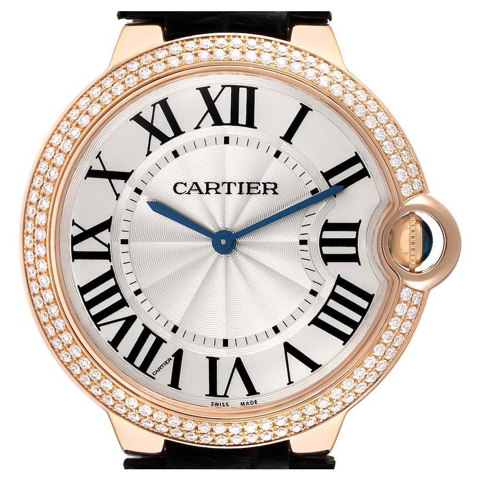 Cartier Ballon Bleu Rose Gold Diamond Mens Watch WE902055