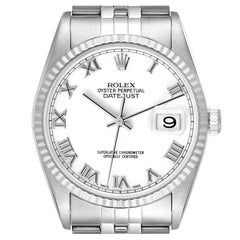 Rolex Datejust Steel White Gold White Dial Mens Watch 16234