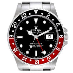 Rolex GMT Master II Black Red Coke Bezel Steel Mens Watch 16710