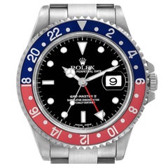 Rolex Gmt Master ii Blue Red Pepsi Bezel Steel Mens Watch 16710 Box Papers