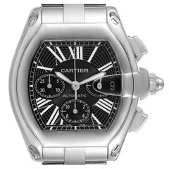Cartier Roadster XL Chronograph Black Dial Steel Mens Watch W62020X6 Box Papers