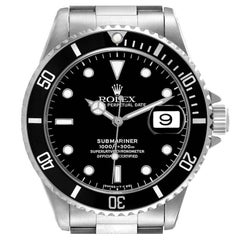 Vintage Rolex Submariner Date Black Dial Steel Mens Watch 16610