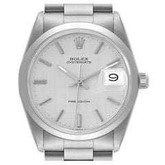 Rolex OysterDate Precision Silver Linen Dial Steel Vintage Mens Watch 6694